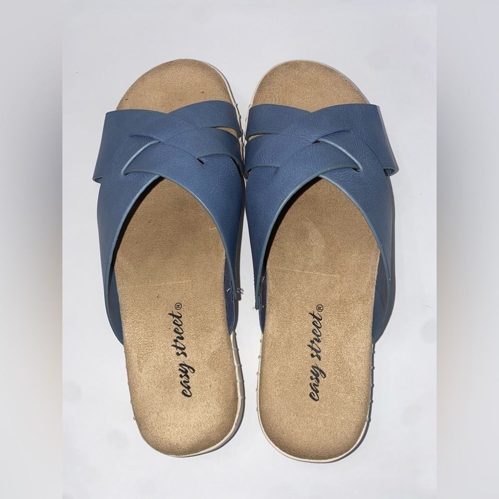 Easy Street Brylee Denim Slide Sandals Women 7.5W Comfort Slip-On New - Picture 8 of 9